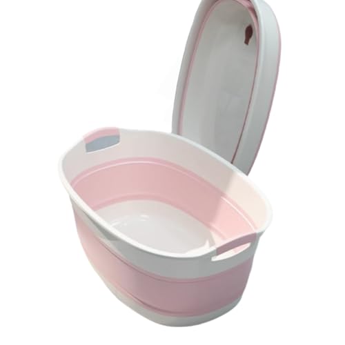 ZHXQRP Tragbare Badewanne für Welpen Kleine Hunde Katzen Tragbares und Platzsparendes Design Hundebadewanne mit Ablaufstopfen(Pink) von ZHXQRP