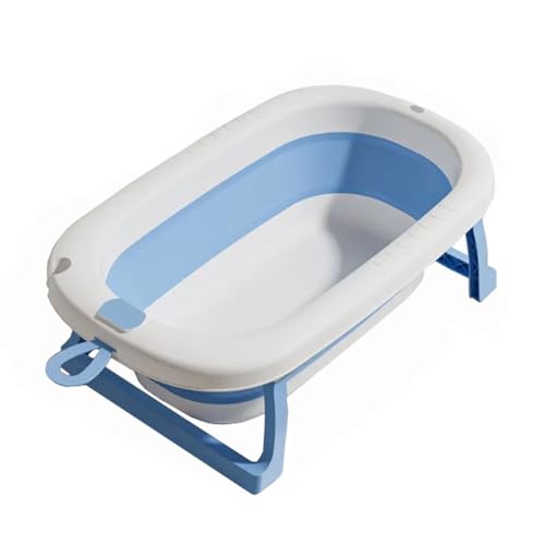 ZHXQRP Tragbare Badewanne mit Abflussloch und Temperaturanzeige für Welpen Kleine Hunde Katzen Faltbare Hundebadewanne(Blue) von ZHXQRP