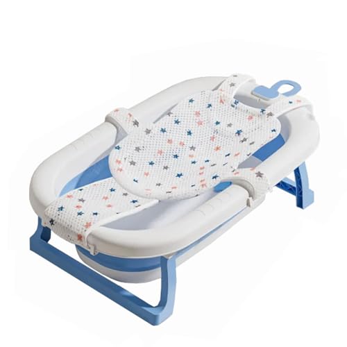ZHXQRP Tragbare Badewanne mit Abflussloch und Temperaturanzeige für Welpen Kleine Hunde Katzen Faltbare Hundebadewanne(Blue Bath net) von ZHXQRP