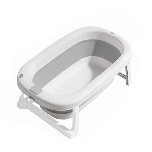 ZHXQRP Tragbare Badewanne mit Abflussloch und Temperaturanzeige für Welpen Kleine Hunde Katzen Faltbare Hundebadewanne(Gray) von ZHXQRP