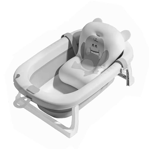 ZHXQRP Tragbare Badewanne mit Abflussloch und Temperaturanzeige für Welpen Kleine Hunde Katzen Faltbare Hundebadewanne(Gray Bath mat) von ZHXQRP