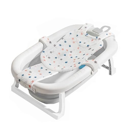 ZHXQRP Tragbare Badewanne mit Abflussloch und Temperaturanzeige für Welpen Kleine Hunde Katzen Faltbare Hundebadewanne(Gray Bath net) von ZHXQRP
