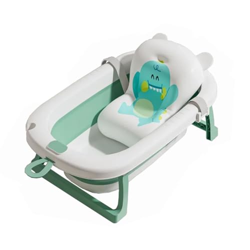 ZHXQRP Tragbare Badewanne mit Abflussloch und Temperaturanzeige für Welpen Kleine Hunde Katzen Faltbare Hundebadewanne(Green Bath mat) von ZHXQRP
