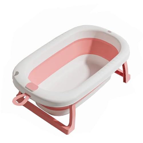 ZHXQRP Tragbare Badewanne mit Abflussloch und Temperaturanzeige für Welpen Kleine Hunde Katzen Faltbare Hundebadewanne(Pink) von ZHXQRP