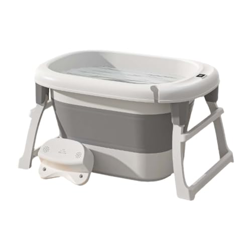 ZHXQRP Zusammenklappbar Hundebadewanne mit Ablaufloch Große Kapazität Faltbare Badewanne Geeignet für Welpen Kleine Hunde Katzen(Gray) von ZHXQRP