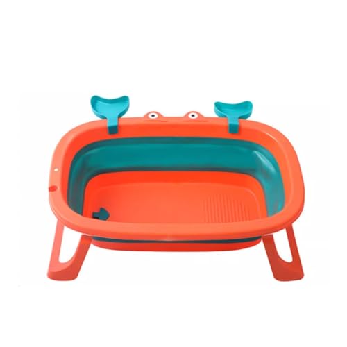ZHXQRP Zusammenklappbar Hundebadewanne mit Ablaufloch und rutschfeste Textur Tragbares Design Faltbare Badewanne for Welpen Kleine Hunde Katzen(Orange) von ZHXQRP