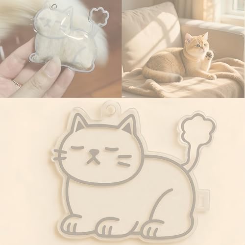 Cat Hair Keychain,Katzenhaar-Aufbewahrungsflasche,Katzenhaar SchlüSselanhäNger,Schlüsselanhänger zum Sammeln von Katzenhaaren,Transparenter Katzenhaar-Aufbewahrungsbox-Anhänger (CATC Soft-Version) von ZHYAKLD