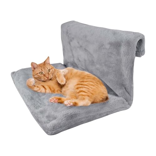 Katzenbett, HeizkörperKatzenKuschelsack, PlüschstoffeKatzenhängematte, waschbarer Plüsch, Hängeliege Hängematte für Katzen, KatzenHängematte,Katzenhängematte für Katzen, grau, quadratisch, hängend von ZHYUAN