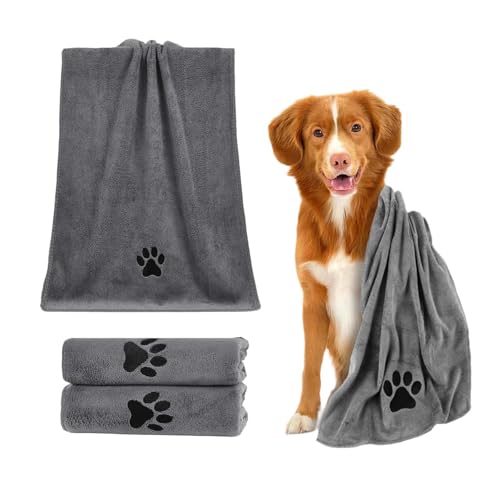 2 Stück 100X50 cmTrockentuch Hunde Hundehandtuch Große Hunde Handtuch extra saugfähig,Hundehandtuch,Hundehandtuch kleine Hunde,Hunde Bademantel,Hundehandtuch Mikrofaser,Haustier Mikrofaser Handtücher von ZHYUAN