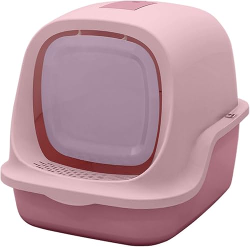 Katzentoilette, große Katzentoilette mit Deckel, Katzentoilette, Haustiertoilette mit Deckel, einfache interne Struktur, Design der Katzentoilette, 49 x 38 x 39 cm, Rosa Katzentoilette, große Katzentoilette mit Deckel, Katzentoilette, Haustiertoilette mit Deckel, einfache interne Struktur, Design der Katzentoilette, 49 x 38 x 39 cm, Rosa von ZHZXBDGQ
