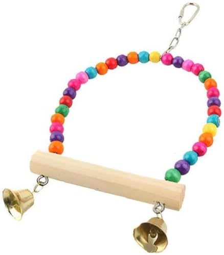 Vogelleiter, Spielzeug, Porzellan, bunte Holzperlen, Glocken, Schaukelbrücke, Hängematte, hängende Lovebirds kleine Sittiche, Käfige, dekoratives Zubehör Vogelleiter, Spielzeug, Porzellan, bunte Holzperlen, Glocken, Schaukelbrücke, Hängematte, hängende Lovebirds kleine Sittiche, Käfige, dekoratives Zubehör von ZHZXBDGQ