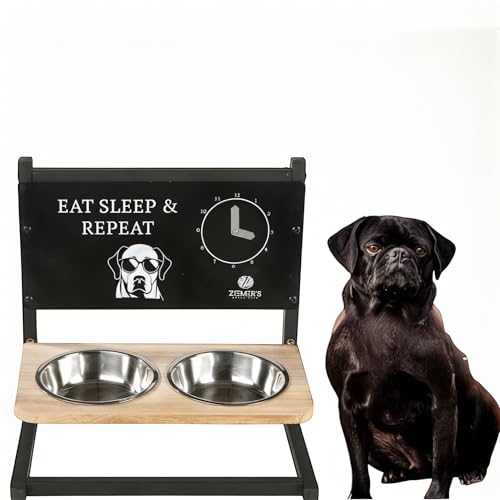 Ziemer´s - Erhöhter Hundenapf -für Hunde – Premium Hundenapf für Haustiere – Perfektes Hundezubehör für Ihr Pet – Ergonomischer Napf für mittlere und kleine Pets - 2X 600ml Näpfe aus Edelstahl von ZIEMER´S ENJOY LIFE
