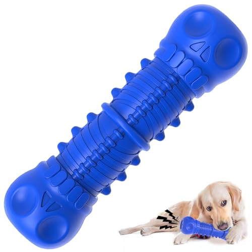 ZIKATON Quietschendes Hundespielzeug für aggressive Kauer, langlebiges Kauspielzeug für große und mittelgroße Hunde, Hundespielzeug, robustes und langlebiges Hundespielzeug mit Naturkautschuk (Blau 0, von ZIKATON