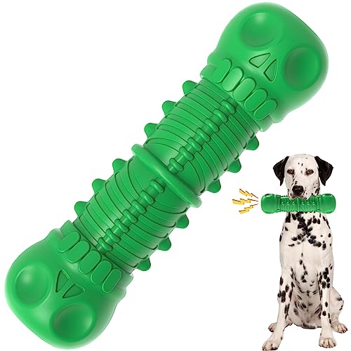 ZIKATON Quietschendes Hundespielzeug für aggressive Kauer, langlebiges Kauspielzeug für große und mittelgroße Hunde, Hundespielzeug, robustes und langlebiges Hundespielzeug mit Naturkautschuk (grün, von ZIKATON