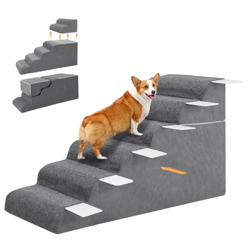 Breiter Haustiertreppe 6 Stufen 65cm Hoch Abnehmbar Hundetreppe katzentreppe Hochdichtem Schaumstoff hundetreppe für kleine Hunde mit waschbarem Bezug und Rutschfester Boden (114x45x65cm) Breiter Haustiertreppe 6 Stufen 65cm Hoch Abnehmbar Hundetreppe katzentreppe Hochdichtem Schaumstoff hundetreppe für kleine Hunde mit waschbarem Bezug und Rutschfester Boden (114x45x65cm) von ZIKEBTUY