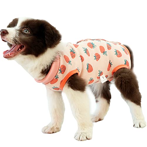 ZIMAOSHAN Dog Surgery Recovery Suit Pet Recovery Suit Abdominal Wound Protector Medical Surgical Clothes for Dog (Large, strawberry) von ZIMAOSHAN