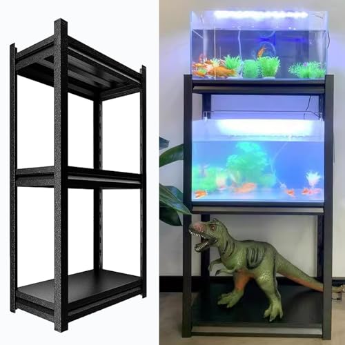 Aquarium Unterschrank 3-Stufiger Reptilienständer mit Verstellbaren Ablagen, Halterung für Zuchtaquarien für Die Schlafzimmerecke, Schwarzes Lagerregal für Topfpflanzen und Aquarien(45x45 cm (17.7 x 1 von ZIMGOD
