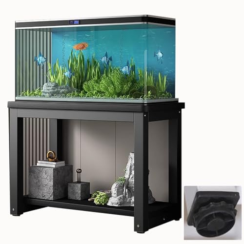 Aquarium Unterschrank Rutschfester Terrarienhalter für Vivarium, Große Lagerregalhalterung für 2 Insektentanks, Mehrstufiger Zuchtregalhalter aus Stahl für Die Schlafzimmerecke(Black,100x45 cm (39 3/8 von ZIMGOD