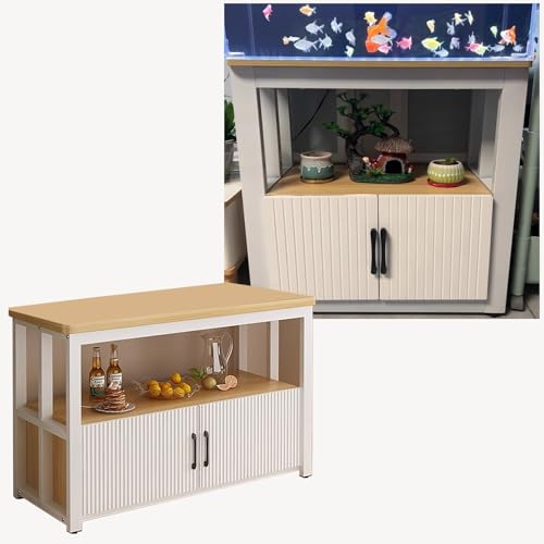 Aquarium Unterschrank Schwermetall - Terrariumschrank für Ausstellungsaquarium, Bodenstehende Fischtischhalterungstisch mit Lagerregal, Schildkrötenpanzer für 10 / 20 / 30 Gallone(Natural,120x40 cm (4 von ZIMGOD