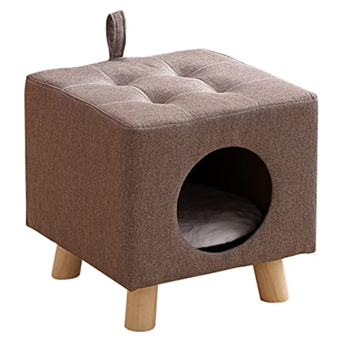 Katzenhöhle Quadratischer Katzenhocker mit Massivholzbeinen, Mehrzweckhaus für Haustiere/Katzenunterschlupf, Kätzchennest als Fußhocker/Fußstütze, Leicht zu Bewegen (Style : Style 4) von ZIMGOD