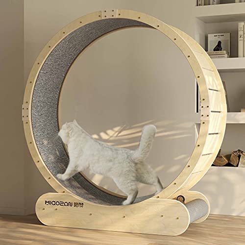 Katzenlaufrad Hölzernes Katzen-Riesenrad-Spielzeug mit Katzenkratzer, Hochleistungs-Laufband für Katzen, Katzenlaufrad im Hamsterrad-Stil (Size : 95cm/37.4") von ZIMGOD