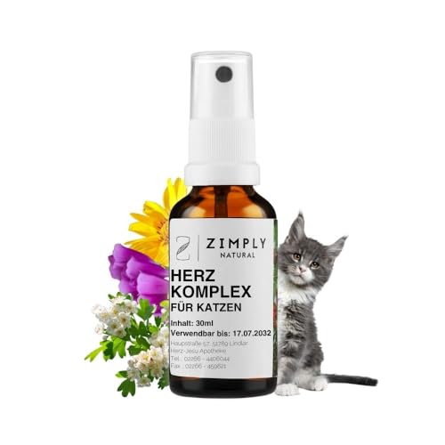 ZIMPLY NATURAL für Katzen, Herz Komplex Spray, pflanzliches Mittel bei Herz Beschwerden für Ihre Katze, natürlich, sanft & effektiv, 30 ml von ZIMPLY NATURAL