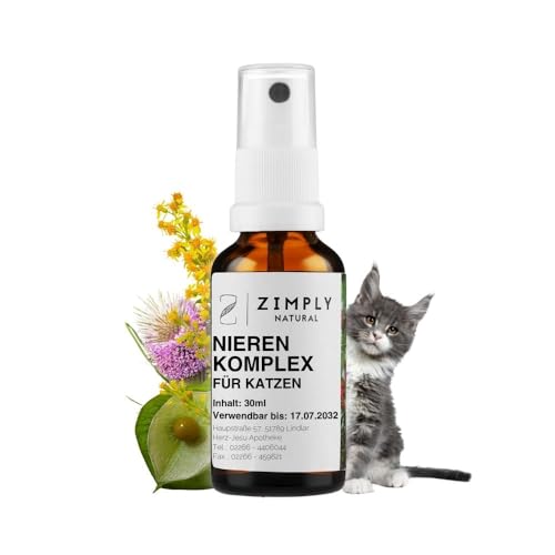 ZIMPLY NATURAL für Katzen, Nieren Komplex Spray, pflanzliches Mittel bei Nieren Beschwerden für Ihre Katze, natürlich, sanft & effektiv, 30 ml von ZIMPLY NATURAL