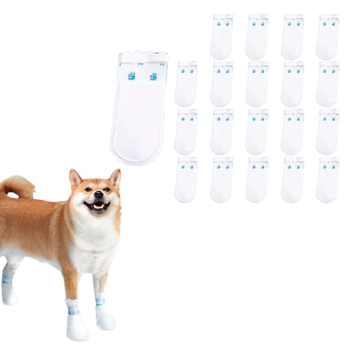 Wasserdichte Einweg-Hundestiefel zum Schutz der Pfoten, 20 Stück, Haustierschuhe mit verstellbarer, selbstklebender Bandage, Einweg-Hundestiefel, Pfotenschutz, Hundefüße, Haustierschuhe für Hunde Wasserdichte Einweg-Hundestiefel zum Schutz der Pfoten, 20 Stück, Haustierschuhe mit verstellbarer, selbstklebender Bandage, Einweg-Hundestiefel, Pfotenschutz, Hundefüße, Haustierschuhe für Hunde von ZIRYXQ
