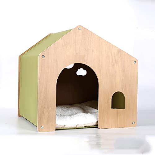 Hölzerne Katzenhütte, kleine Hundehütte, Umweltschutz, Massivholzmöbel, Katzenhütte, geeignet für drinnen und draußen (grün) elegant von ZITTRO
