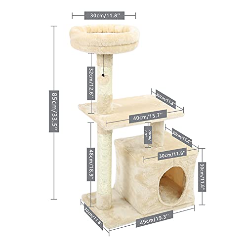 Katzenkletterbaum, luxuriöse Katzenwohnungsmöbel, mehrschichtiger Turm mit Sitzstangen-Hängematten-Haltegriff zum Fangen von Ballbarschen, Komplettpaket, mit Ersatzteilen, geeignet für Katzen zum von ZITTRO