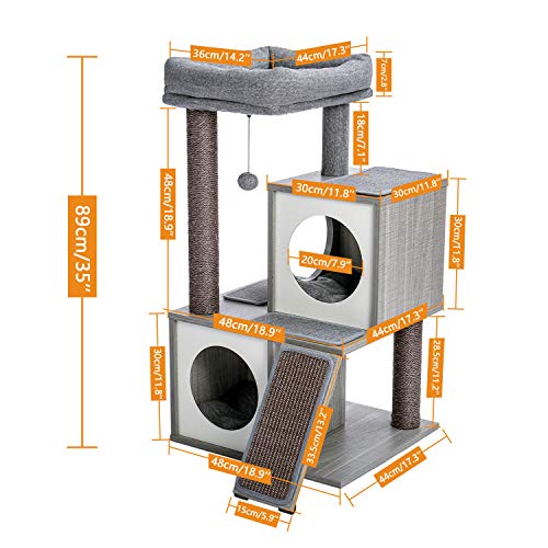 Katzenkletterbaum, luxuriöse Katzenwohnungsmöbel, mehrschichtiger Turm mit Sitzstangen-Hängematten-Haltegriff zum Fangen von Ballbarschen, Komplettpaket, mit Ersatzteilen, geeignet für Katzen zum von ZITTRO