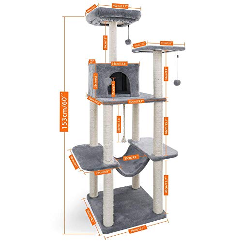 Katzenkletterbaum, luxuriöse Katzenwohnungsmöbel, mehrschichtiger Turm mit Sitzstangen-Hängematten-Haltegriff zum Fangen von Ballbarschen, Komplettpaket, mit Ersatzteilen, geeignet für Katzen zum Katzenkletterbaum, luxuriöse Katzenwohnungsmöbel, mehrschichtiger Turm mit Sitzstangen-Hängematten-Haltegriff zum Fangen von Ballbarschen, Komplettpaket, mit Ersatzteilen, geeignet für Katzen zum von ZITTRO