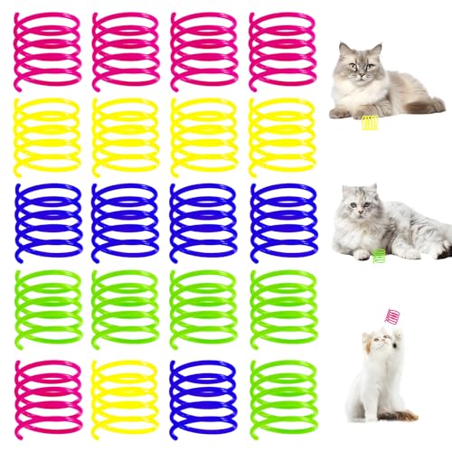 ZITUZY 20 Stücke Cat Katzenspielzeug Spirale, Buntes Katzenspielzeug, Interaktives Spirale Katzenspielzeug, für Katzen, Kätzchen, Haustiere von ZITUZY