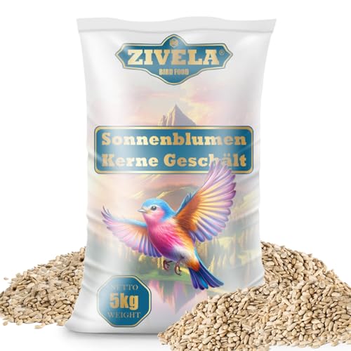 5kg Sonnenblumenkerne Geschält | Ideal für Jungtier | Wildvogelfutter Ganzjährig | 5kg Sonnenblumenkerne ohne Schale Streufutter Vogelfutter Wildvögel von ZIVELA