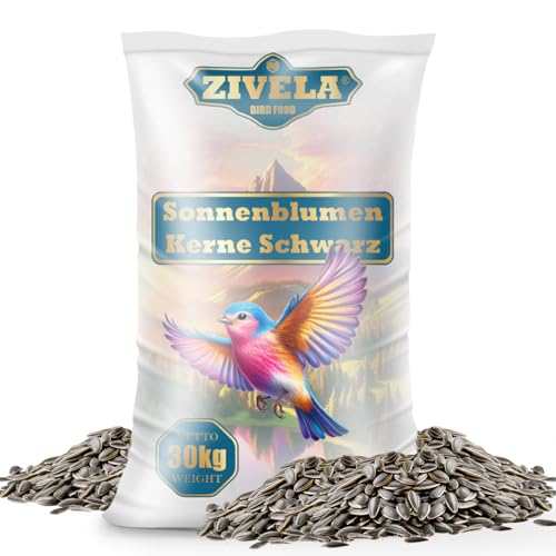 ZIVELA Sonnenblumenkerne Schwarz 30kg | Premium-Vogelfutter für Vögel, Nährstoffreich und Schmackhaft, 30kg von ZIVELA