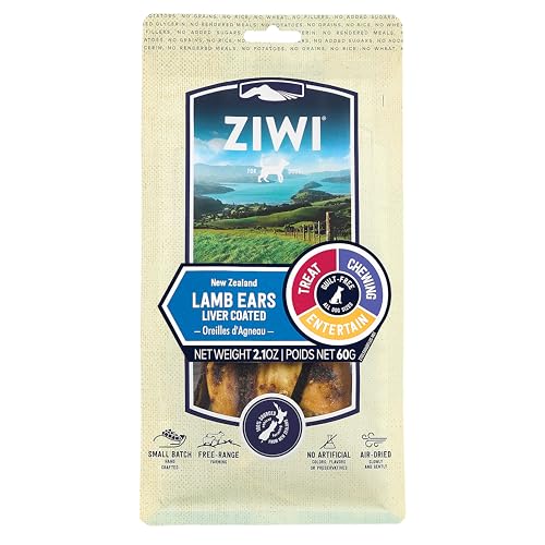 ZIWI Hunde-Kau- und Leckerlis - komplett natürlich, luftgetrocknet, Single Protein, getreidefrei, hochwertiger Leckerli, Snack, Belohnung (Lamb Ears) von ZIWI