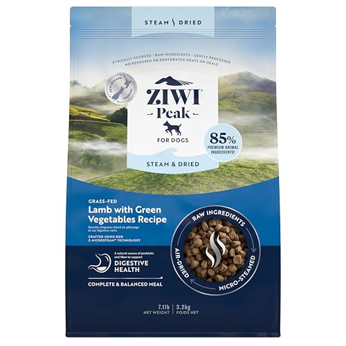 ZIWI Peak Steam & Getrocknetes Grasfutter Lamm mit grünem Gemüse, 3,2 kg - proteinreiches, getreidefreies Hundefutter trocken, rohes Hundefutter Alternative von ZIWI