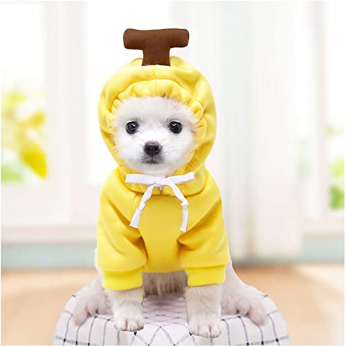 Niedliches Weihnachtskostüm für kleine Hunde,Hunde-Hoodie,hundepullover,Gemütliche Hundeweihnachtsjacke,Hunde Kleidung für kleine Hunde,Chihuahua,Karotte,Banane,Apfel (Gelb, S(2-4kg)) von ZIYUEZIKUN