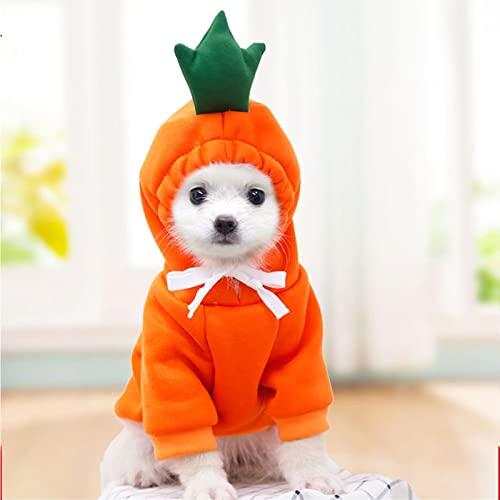 Niedliches Weihnachtskostüm für kleine Hunde,Hunde-Hoodie,hundepullover,Gemütliche Hundeweihnachtsjacke,Hunde Kleidung für kleine Hunde,Chihuahua,Karotte,Banane,Apfel (Orange, M(3-4.5kg)) von ZIYUEZIKUN