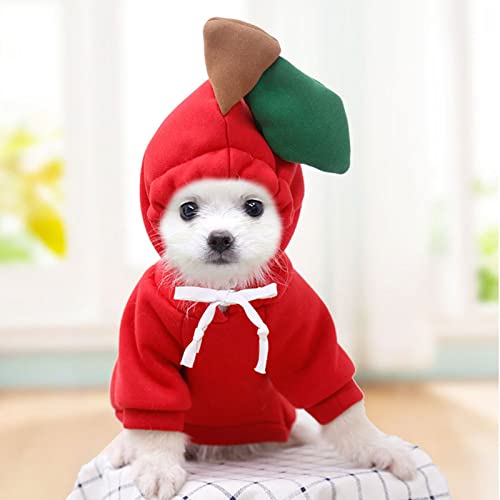 Niedliches Weihnachtskostüm für kleine Hunde,Hunde-Hoodie,hundepullover,Gemütliche Hundeweihnachtsjacke,Hunde Kleidung für kleine Hunde,Chihuahua,Karotte,Banane,Apfel (rot, L(4.5-6kg)) von ZIYUEZIKUN