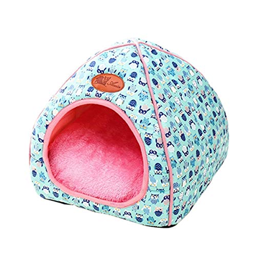 Hundebett Haustier Hund Katze Hauszelt Kennel Doggy Fashion Winter-warme weiche Kissen Korb Tier Bett Cave Pet Products (Color : Blue, Size : S) von ZJCNHY
