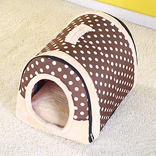 Hundebett Haustier-Hundehaus-Nest mit Mat Faltbare-Hundebett Katzenbett Haus Zu Small Medium Hunde Reisen Zwinger for Katzen Pet Products (Color : C Coffee, Size : 60x45x45cm) von ZJCNHY