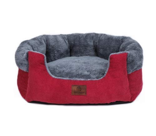 Hundebett Super Bequeme runde Form Hundebetten Hundebetten Cat Cave for Hunde und Katzen Anti Skid Baumwolmaterielle (Color : Red Corduroy, Size : 75 x 75 x 26 cm) von ZJCNHY