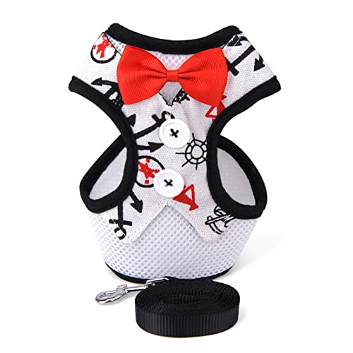 Hundegeschirr Elegantes Hundehalsband mit Schleife, Zugseil, verstellbares Haustiergeschirr for kleine, mittelgroße Hunde, Katzen, Brustgurt, Hundezubehör (Color : Anchor, Size : L) von ZJCNHY