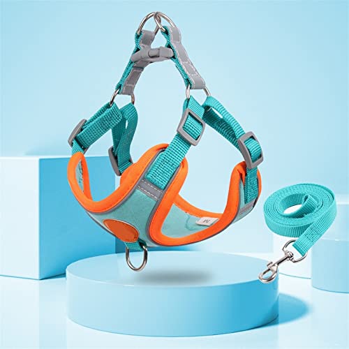 Hundegeschirr Pet Dog Harness Leash Set Reflektierendes, verstellbares Welpengeschirr im Freien, Gehen, Laufen, Weste, Geschirr for kleine Meduim-Hunde (Color : Lake Blue, Size : L(for7-10kg)) von ZJCNHY