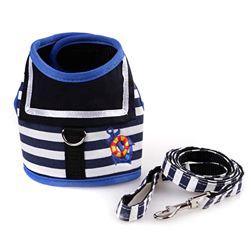 Hundegeschirr Verstellbares Hundehalsband, Leine, kreativer Anzug, Brustgurt, sicheres Zugseil for kleine, mittelgroße Hunde und Katzen (Color : Blue, Size : S) von ZJCNHY