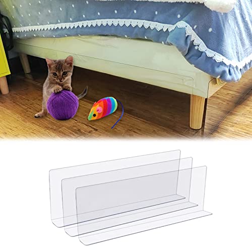 Spielzeugblocker für unter der Couch, für Haustiere, Hunde, Katzen, Kunststoff-Stoßstangen/Barrieren unter dem Bett, L-förmige, durchsichtige Bodenblende/Stopper mit Klebeband, Lückentrennwand für H von ZJDYDY