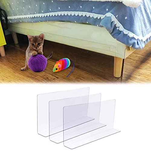 Spielzeugblocker für unter der Couch, für Haustiere, Hunde und Katzen, Kunststoff-Stoßstangen/Barrieren unter dem Bett, L-förmige, durchsichtige Bodenblende/Stopper mit Klebeband, Spalttrennwand für von ZJDYDY
