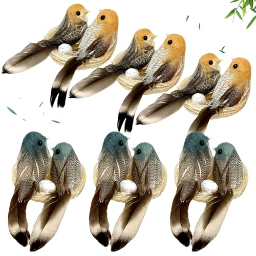6 Stück Ostern Bird Nest,Ostern Deko Vogelnest Mit Eiern Und Vögel,Vogelnest Deko,Nest Frühling Zweige Rattan Nest,Für Heimdekoration Garten Ornamente Kinder DIY Ostern Party Dekoration von ZJILIXIA