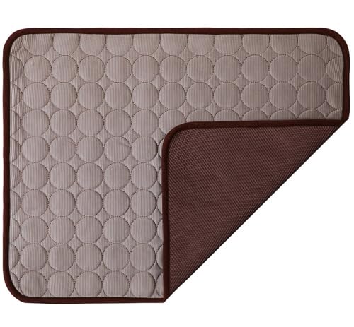 ZJIQOH Kühlmatte Hund Kühldecke Selbstkühlende Kältematte Waschbar, Hundebett Kühlkissen für Haustiere, Kühlende Hundematte für Katzen, für Drinnen, Draußen und Auto(Brown,50 x 40 cm) von ZJIQOH